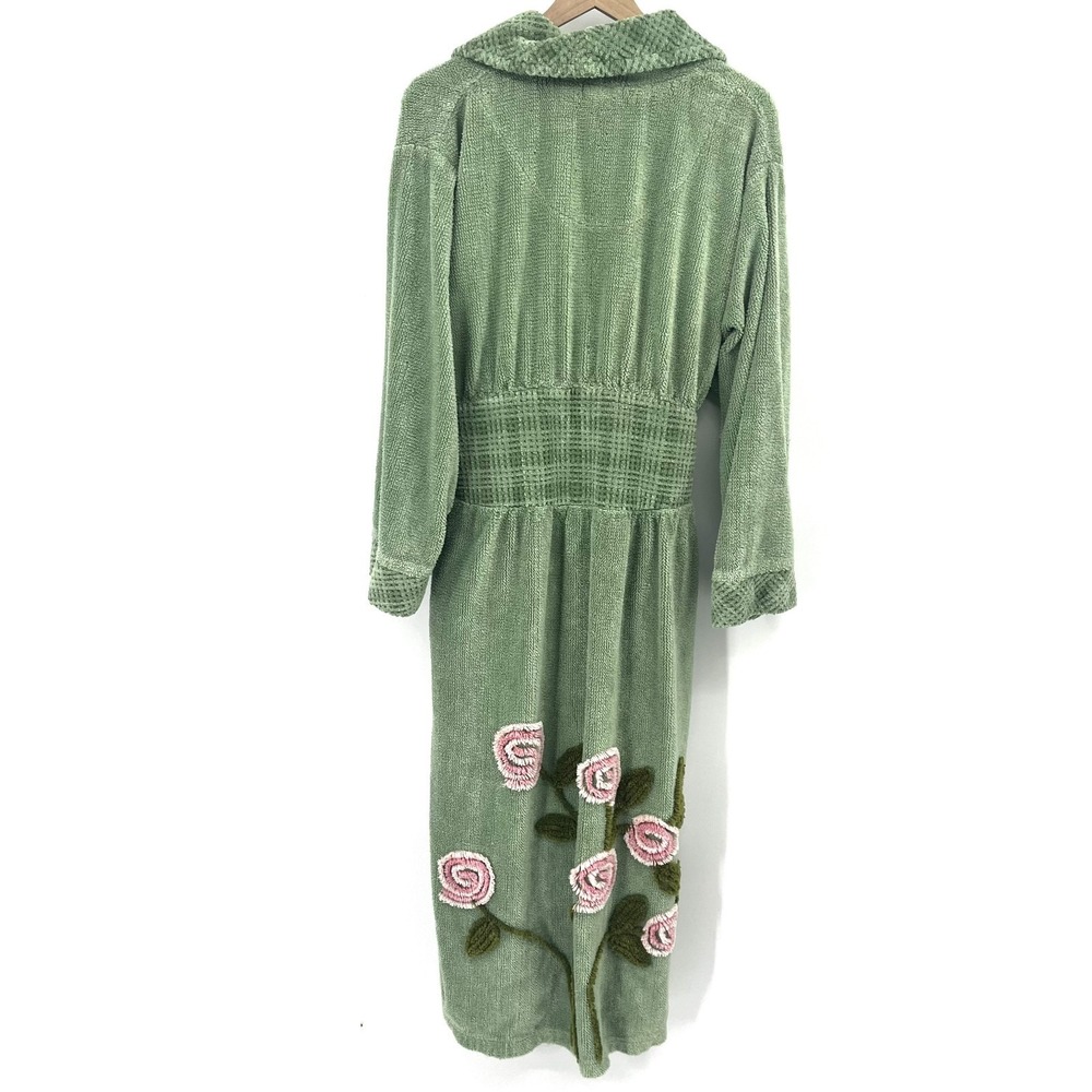 cottagecore fluffy green flower bathrobe grandmacore cabincore cozy vintage OS